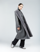 Manteau en peau de mouton avec ceinture réversible gris 110cm