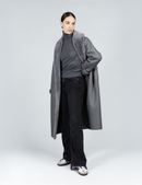 Manteau en peau de mouton avec ceinture réversible gris 110cm