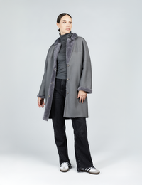 Cappotto di montone reversibile antracite 90 cm