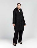 Cappotto al ginocchio in persiano con collo in volpe nero 100cm