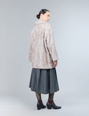 Lambskin coat with English collar, powder pink, 80 cm.