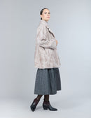 Lambskin coat with English collar, powder pink, 80 cm.