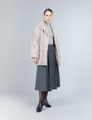 Lambskin coat with English collar, powder pink, 80 cm.