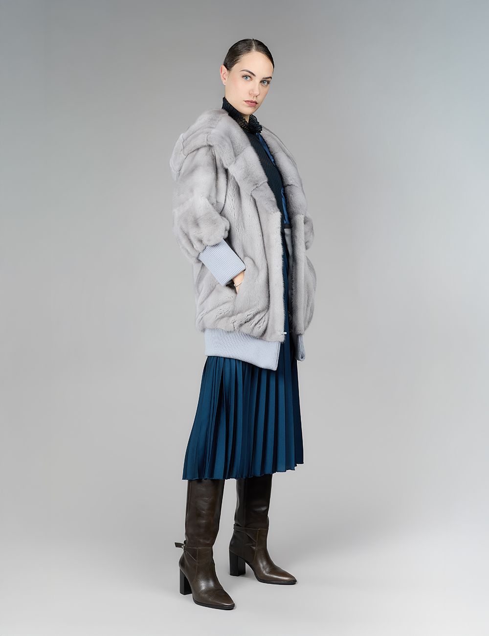 Cappotto di visone con cappuccio