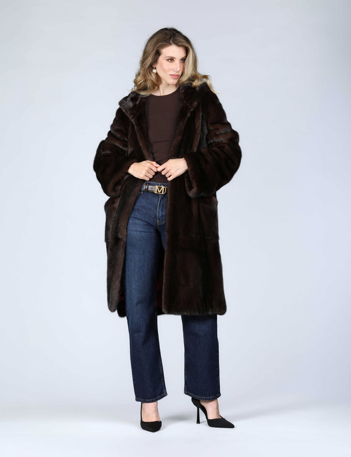 Cappotto di visone con cappuccio