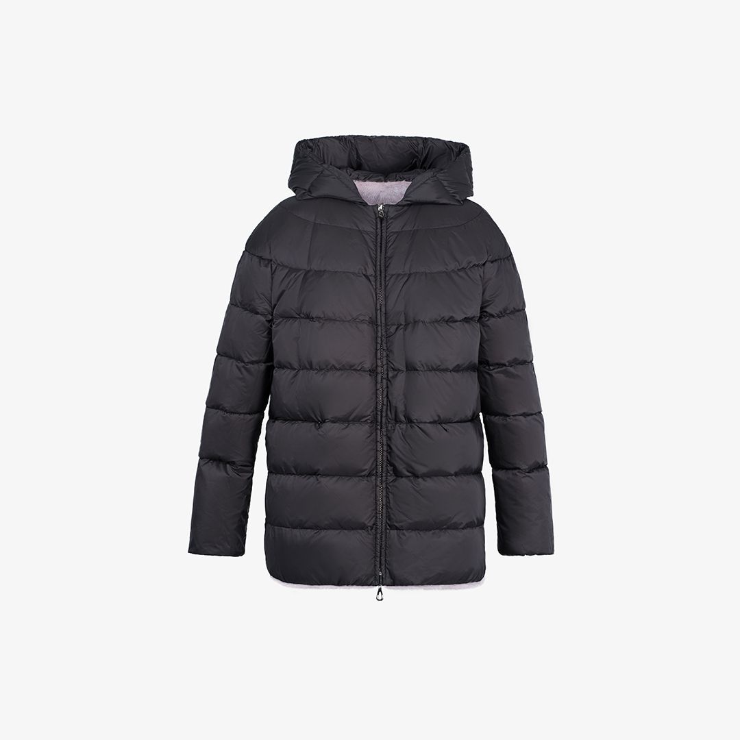 Piumino reversibile in visone con cappuccio rosa 75 cm