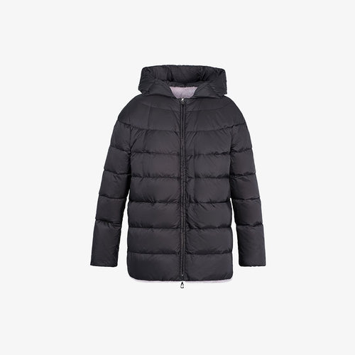 Piumino reversibile in visone con cappuccio rosa 75 cm