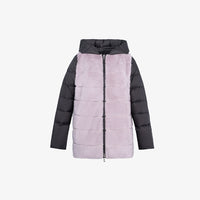 Piumino reversibile in visone con cappuccio rosa 75 cm