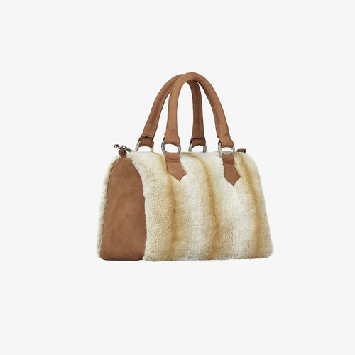 Bauletto in rex con fantasia maculata beige
