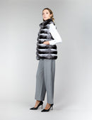 Gilet in cincillà, naturale, 70 cm
