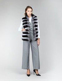 Gilet in cincillà, naturale, 70 cm