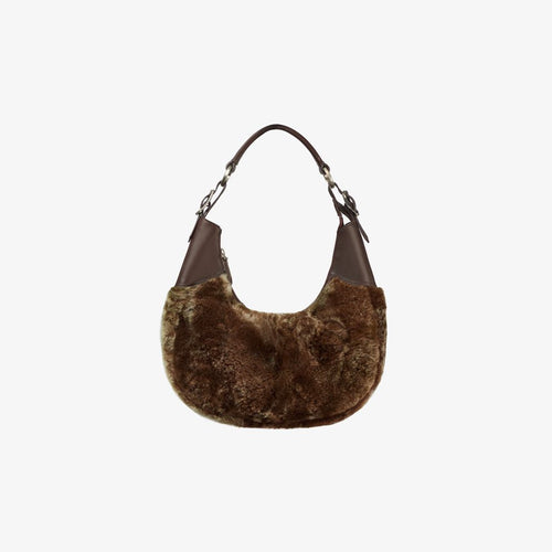 Borsa a spalla in montone marrone