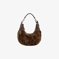 Borsa a spalla in montone marrone