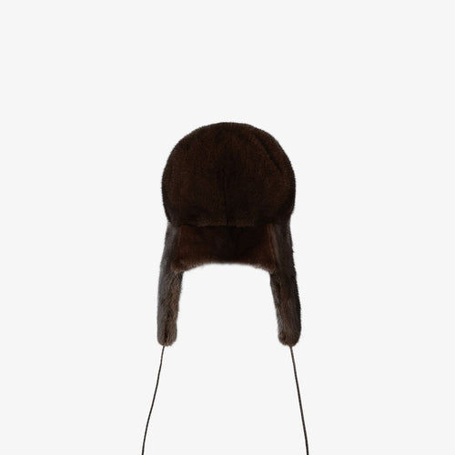 Cappello in visone con para orecchie marrone