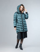 Piumino con decorazione in shearling