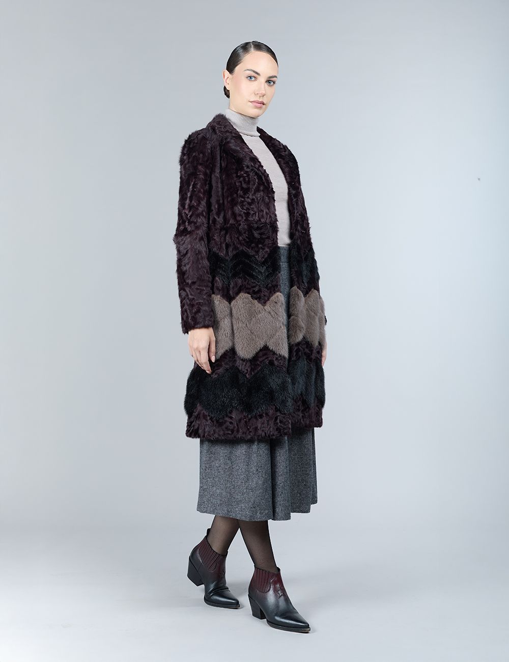 Manteau en peau d'agneau et vison