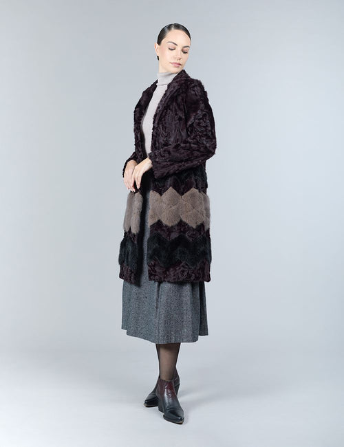 Manteau en peau d'agneau et vison