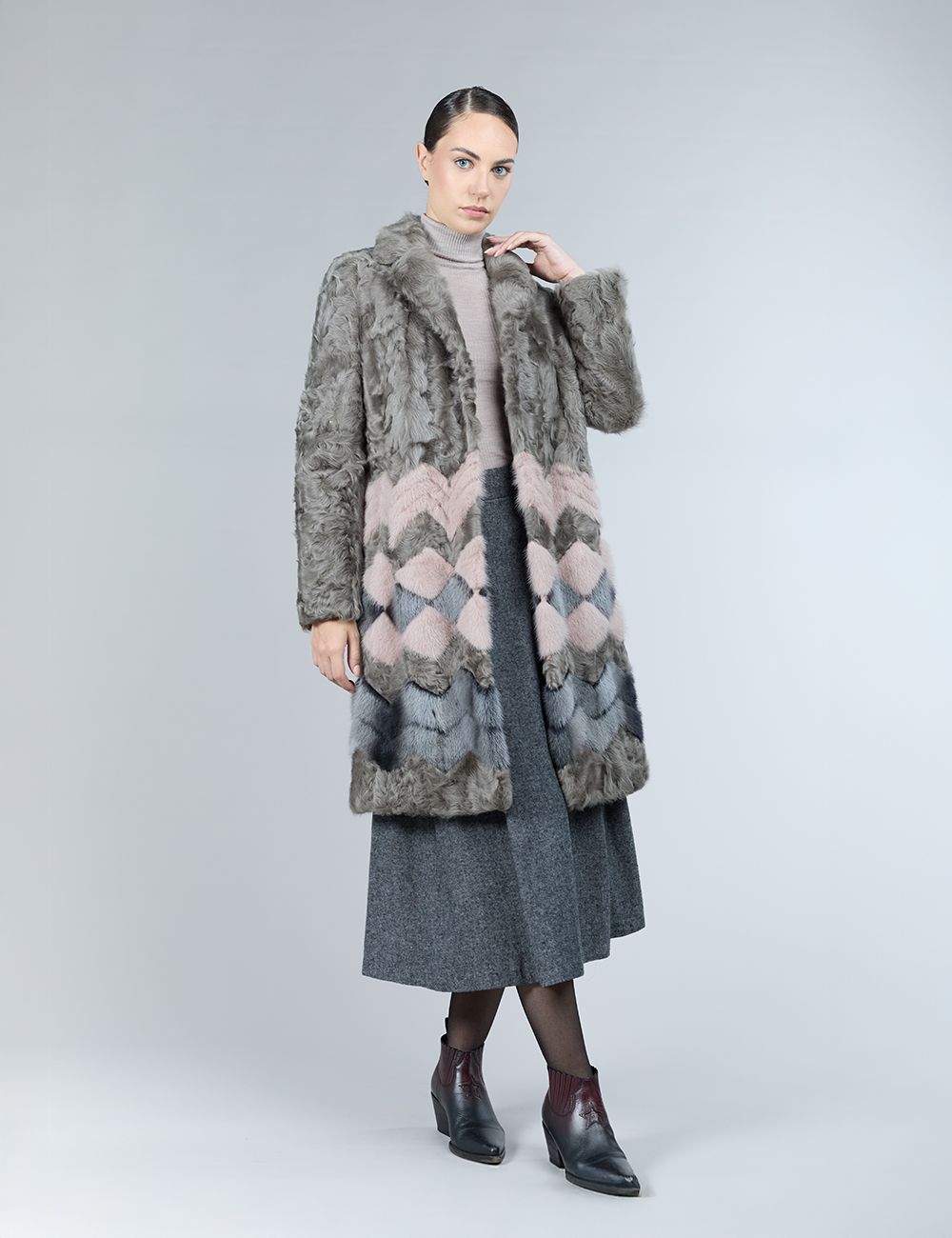 Lambskin and mink coat