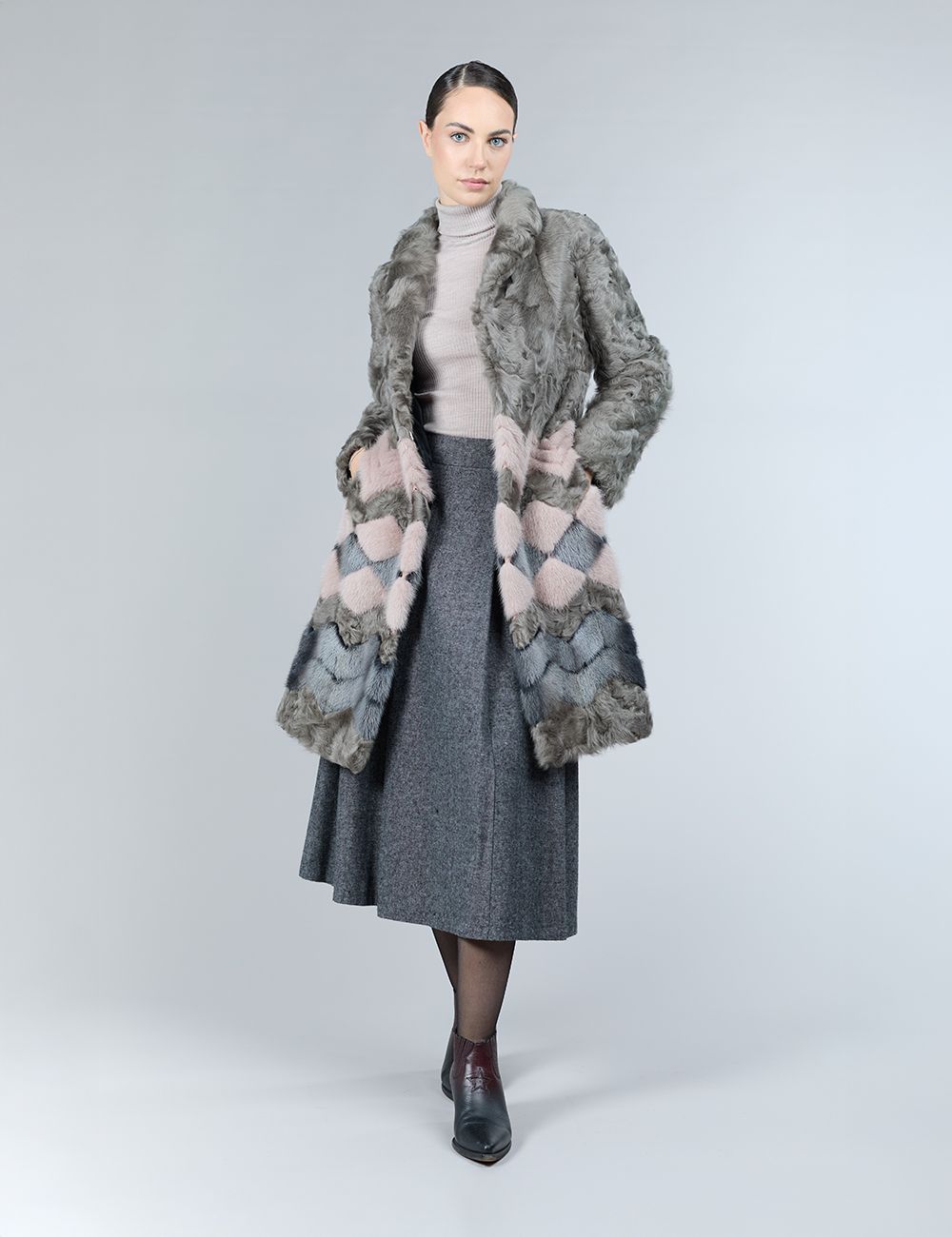 Lambskin and mink coat