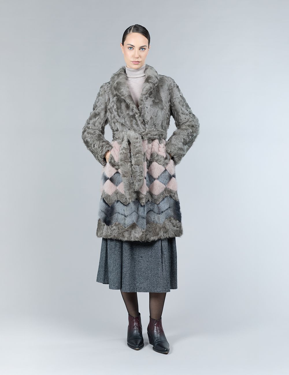 Lambskin and mink coat