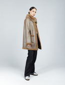 Cappotto in rex reversibile con collo alto pastello 80 cm