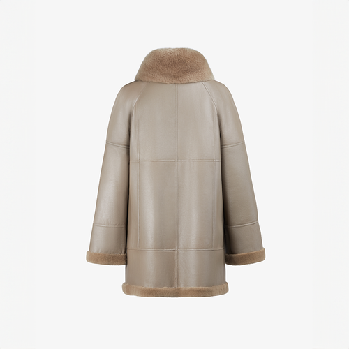Cappotto in rex reversibile con collo alto pastello 80 cm