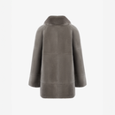 Cappotto in rex reversibile con collo alto tortora 80 cm