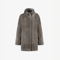 Cappotto in rex reversibile con collo alto tortora 80 cm