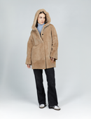 Cappotto in rex reversibile con cappuccio pastello 80 cm