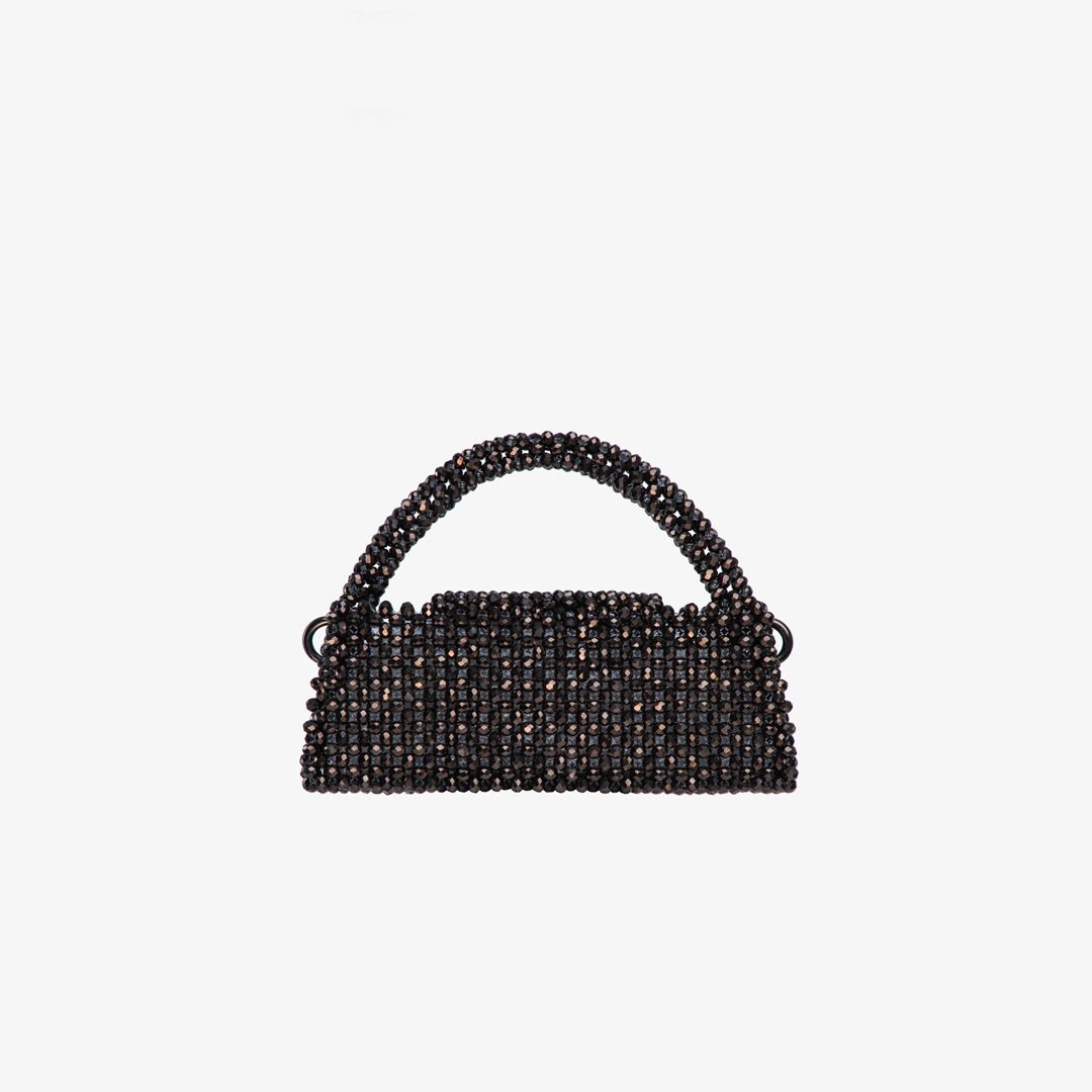 Borsa fatta a mano con micro cristalli nera