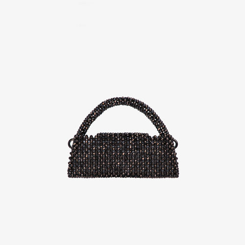 Borsa fatta a mano con micro cristalli nera