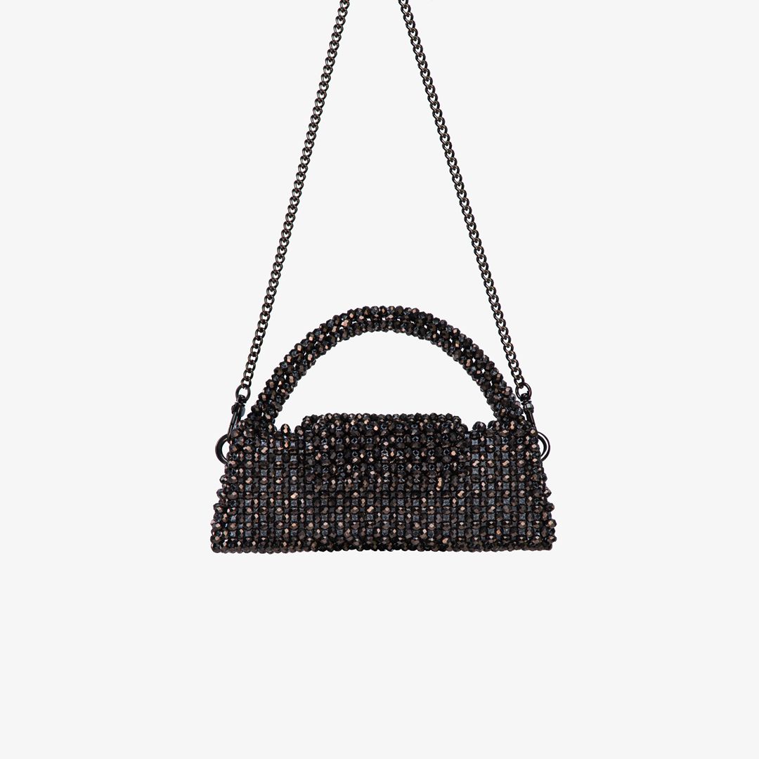 Borsa fatta a mano con micro cristalli nera