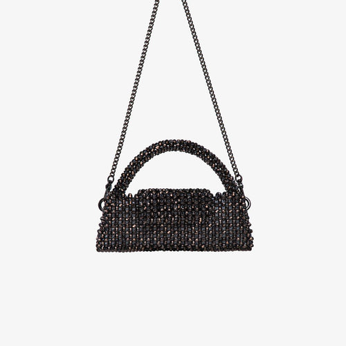Borsa fatta a mano con micro cristalli nera