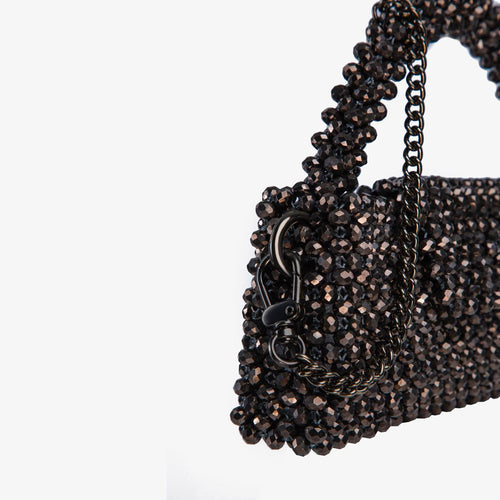 Borsa fatta a mano con micro cristalli nera