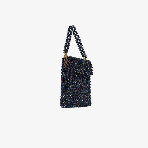 Sac fait à la main avec des micro cristaux bleu nuit.