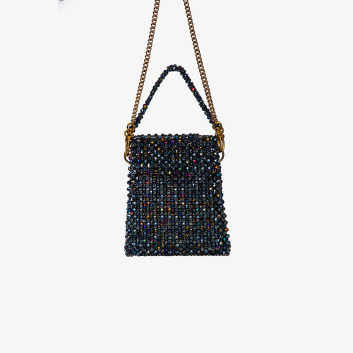 Borsa fatta a mano con micro cristalli blu notte