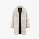 Cappotto al ginocchio di visone collo inglese beige 90 cm