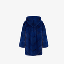Veste en vison oversize avec capuche bleu électrique de 80 cm