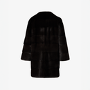 Cappotto di visone senza collo a taglio dritto nero 80 cm