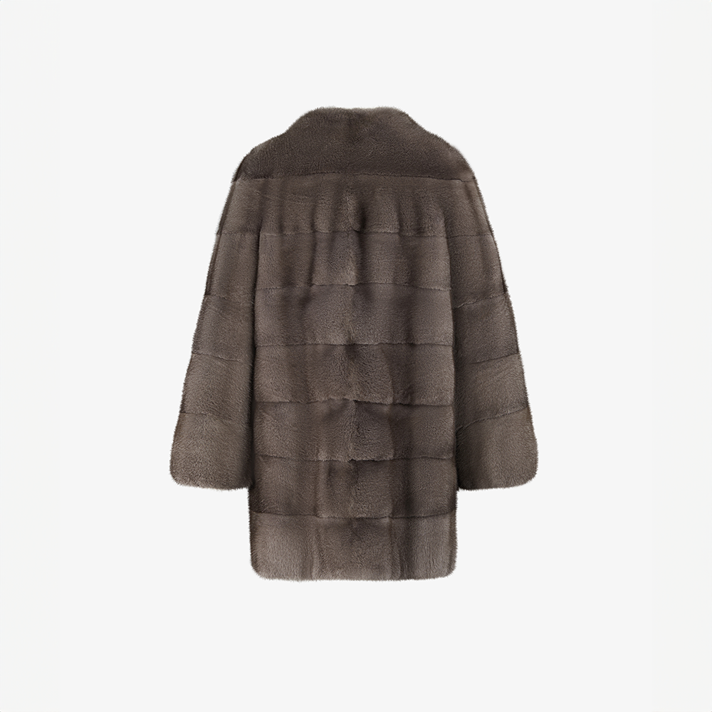 Cappotto di visone senza collo a taglio dritto lutezia 80 cm