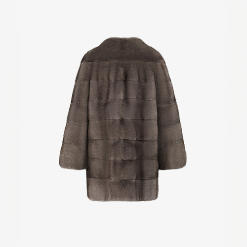 Cappotto di visone senza collo a taglio dritto lutezia 80 cm