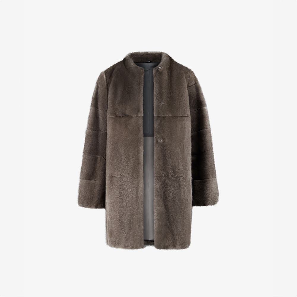 Cappotto di visone senza collo a taglio dritto lutezia 80 cm