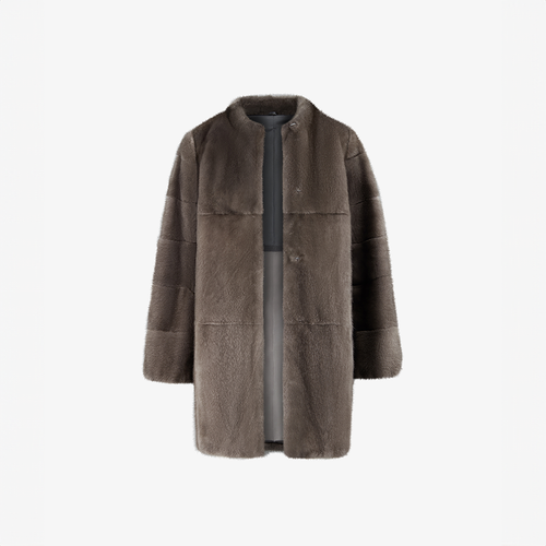 Cappotto di visone senza collo a taglio dritto lutezia 80 cm