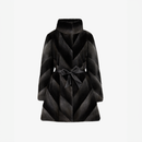 Cappotto di visone con collo alto e lavorazione diagonale danubio 90 cm