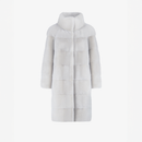 Cappotto di visone con collo alto e lavorazione orizzontale angora 95 cm