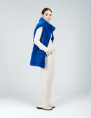 Vison fur vest with high electric blue collar 75cm