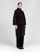 Cappotto lungo in visone oversized diagonale nero 100cm
