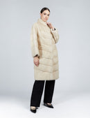 Cappotto lungo in visone oversized diagonale panna 100cm