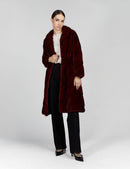 Cappotto in visone aderenre con gonna a ruota rosso 100cm