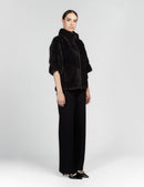 Giacca corta in visone con zip nero 60cm